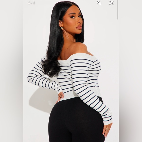 NWT Hamptons Weekend Striped Sweater - White/combo size Small - Picture 3 of 4